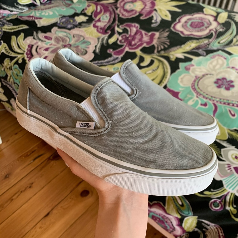 Light grey slip on vans